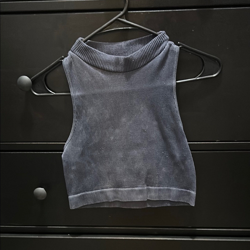 Aeropostale Ribbed Sleeveless Top in Dark Gray